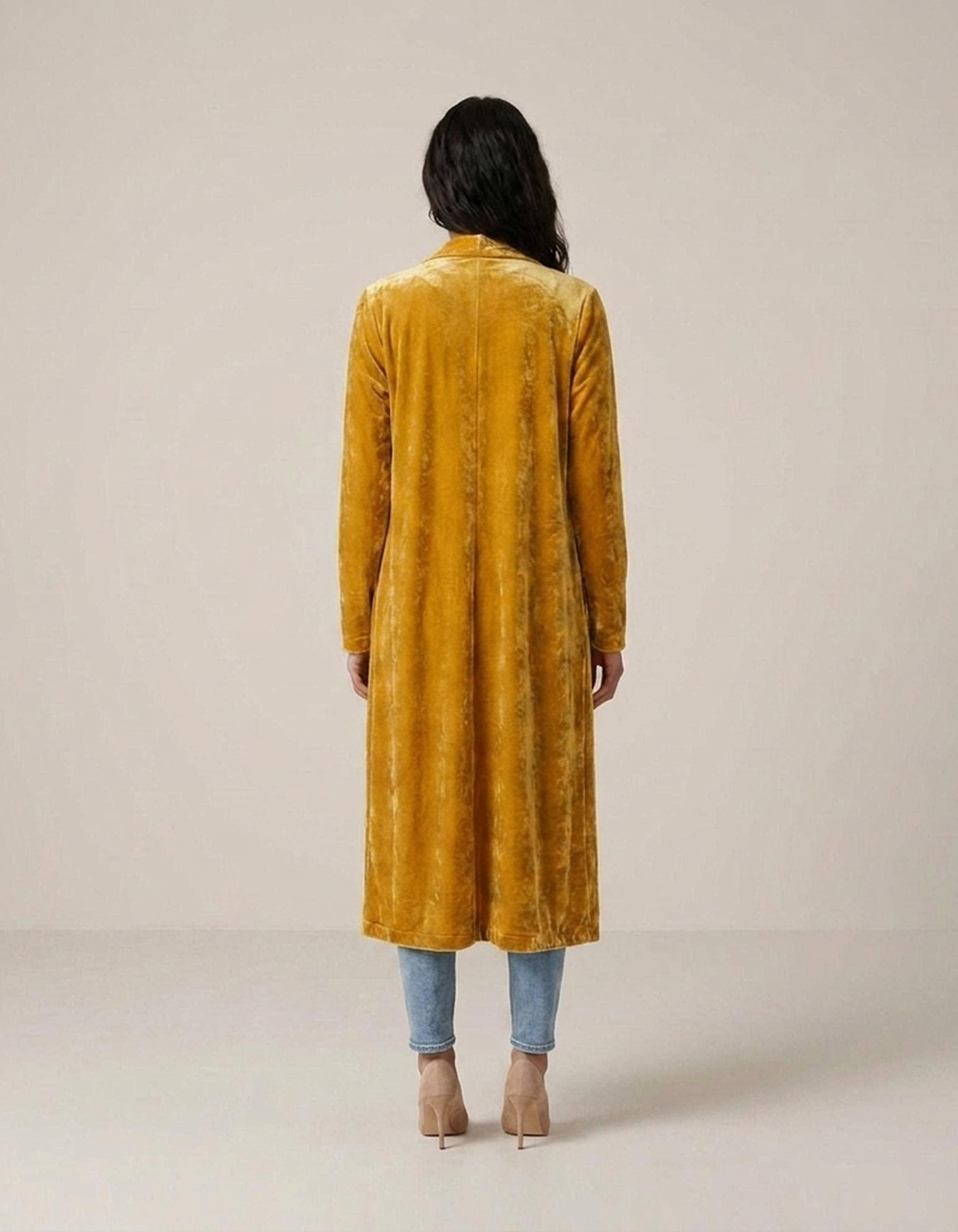PLUXSTYLE::numise::womens-open-front-long-cardigan::back