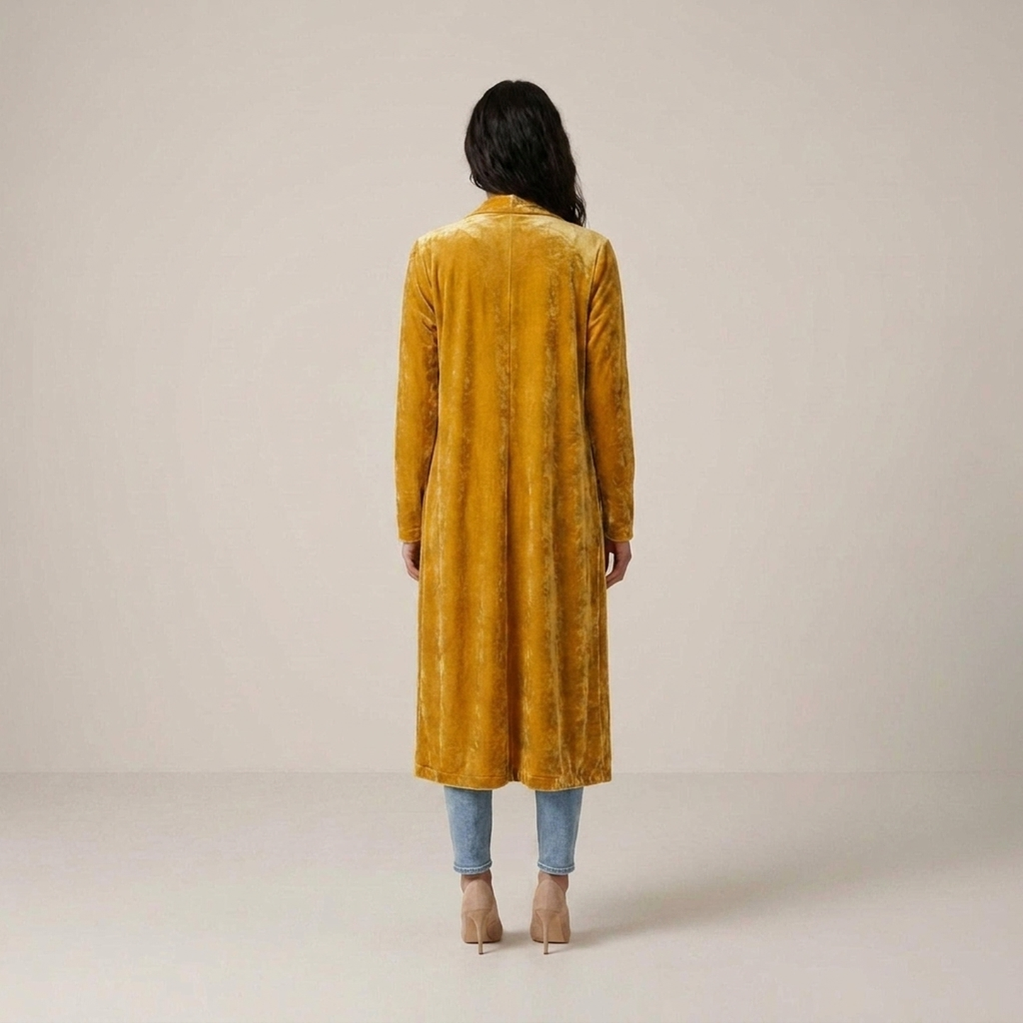 PLUXSTYLE::numise::womens-open-front-long-cardigan::back
