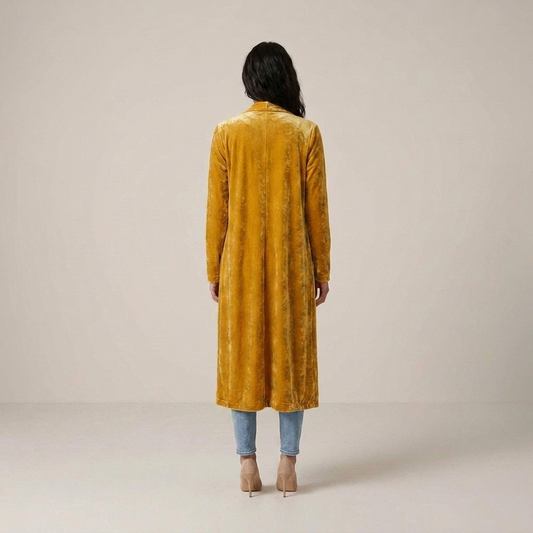 PLUXSTYLE::numise::womens-open-front-long-cardigan::back
