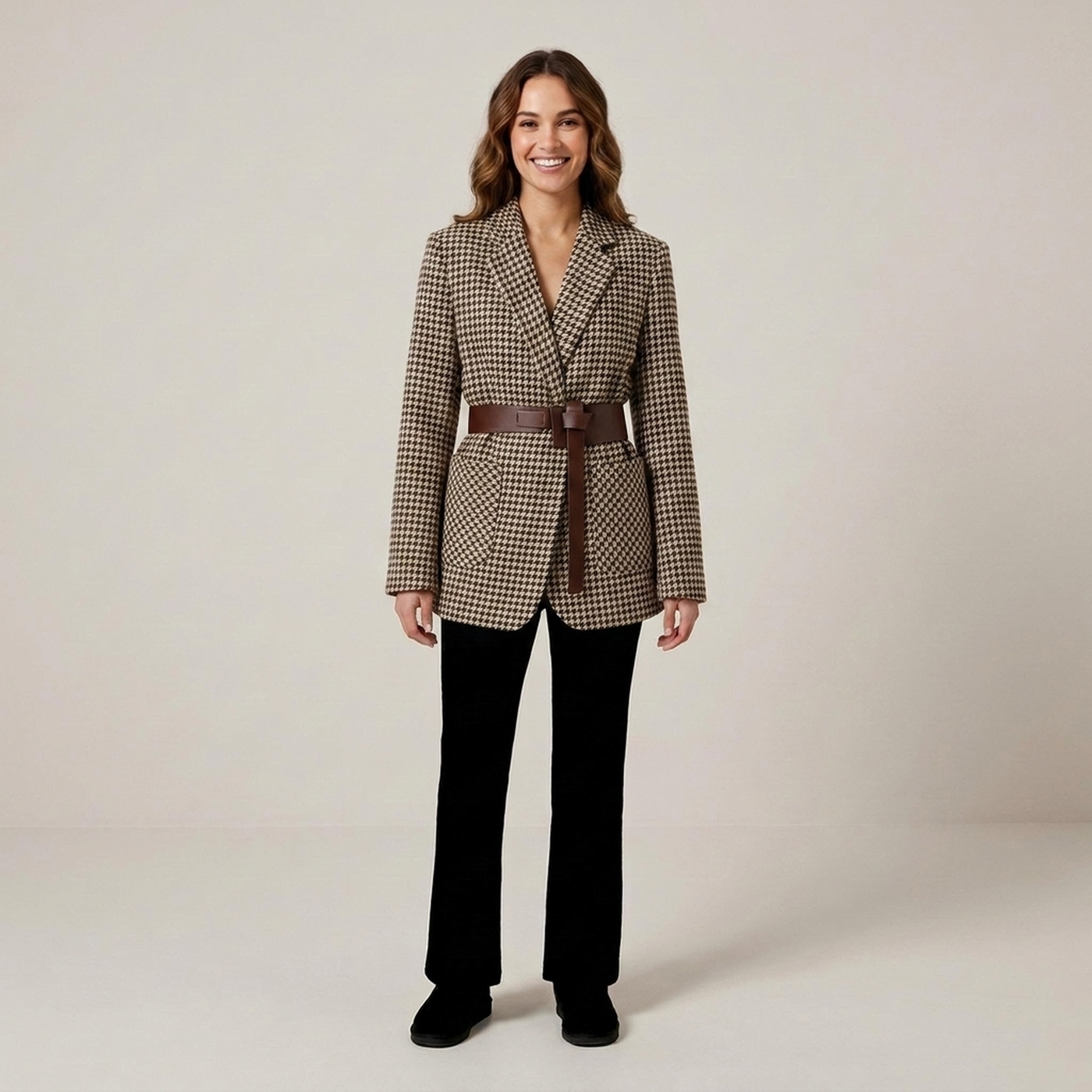 PLUXSTYLE::numise::womens-houndstooth-parka::front