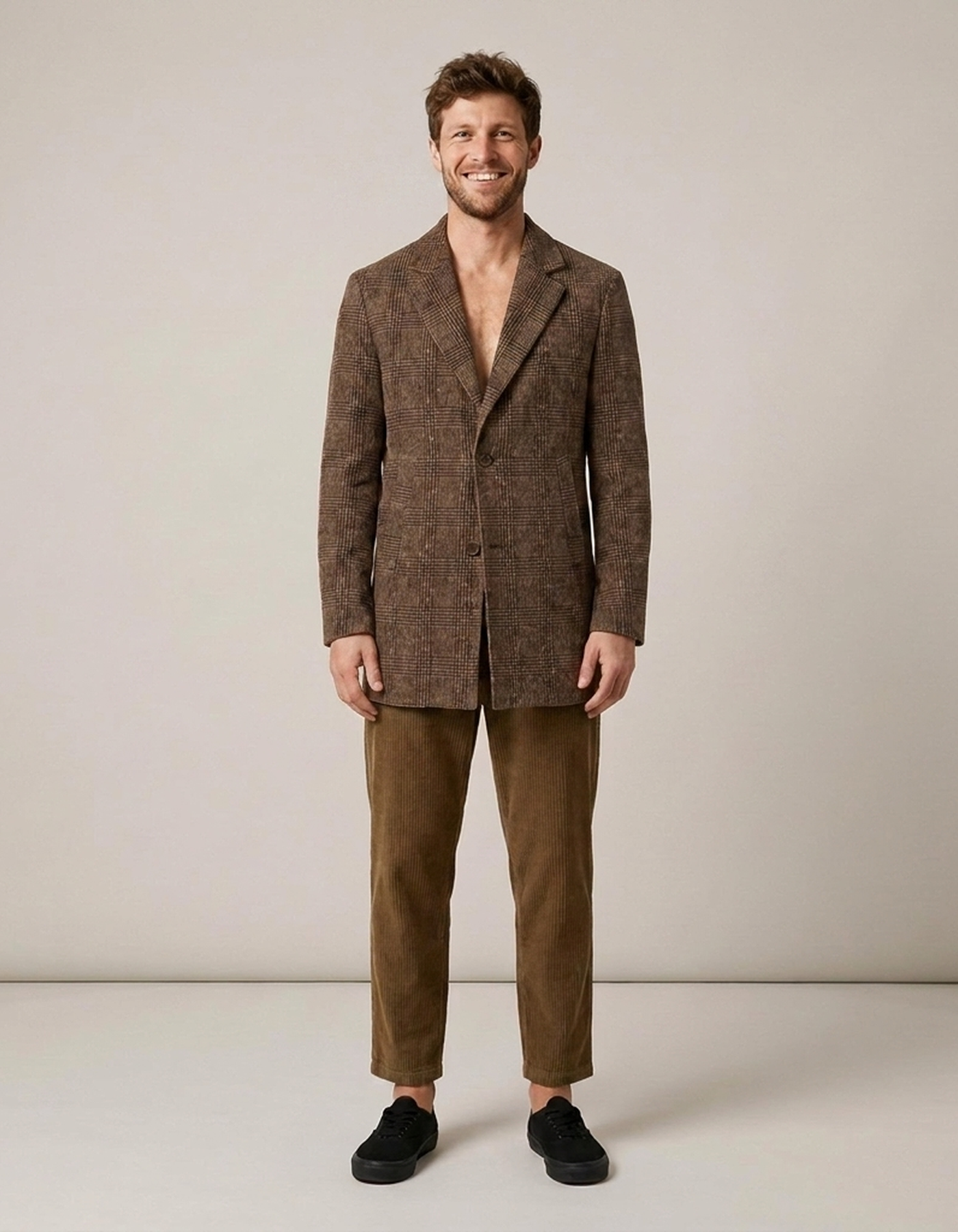 PLUXSTYLE::numise::mens-tailored-check-parka::front