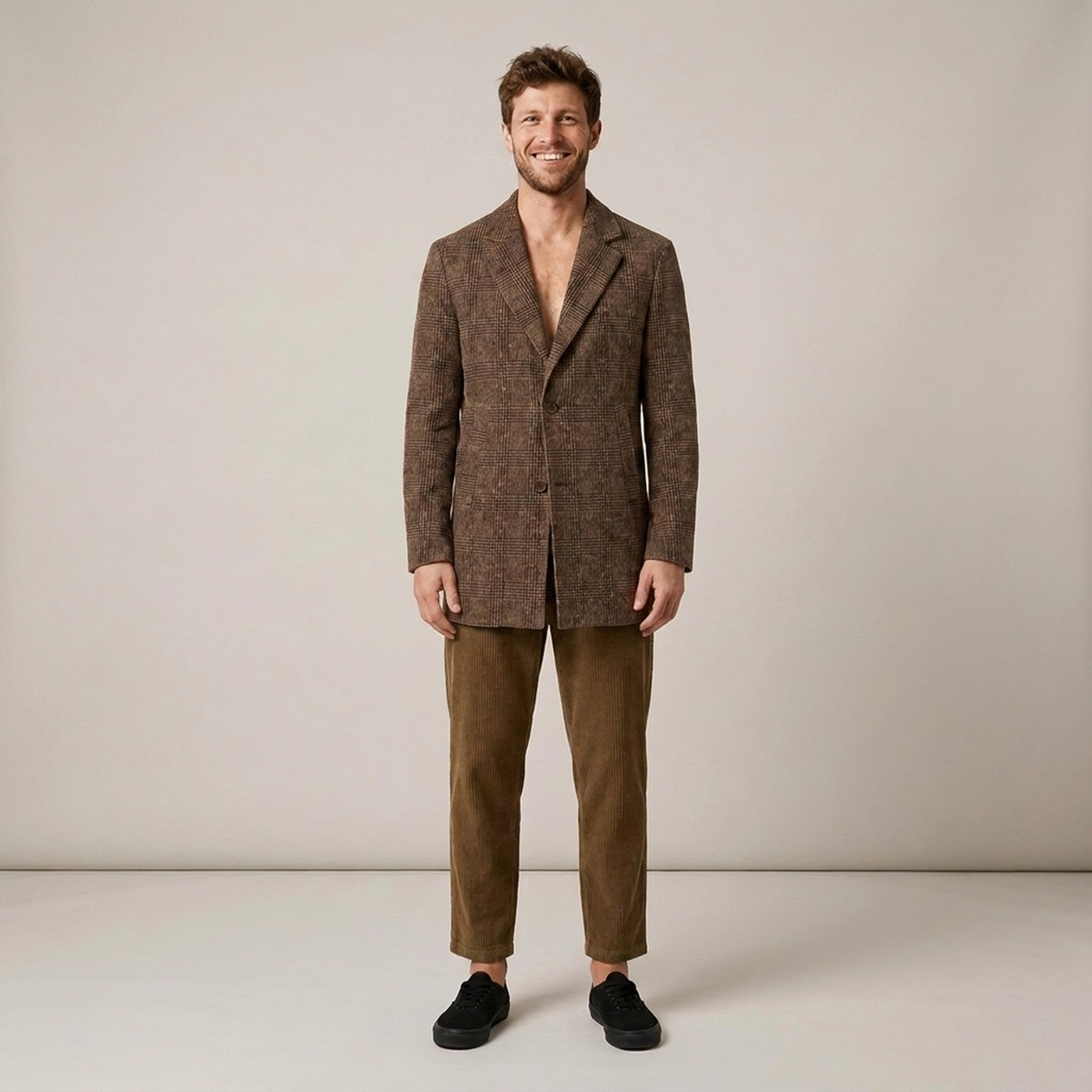 PLUXSTYLE::numise::mens-tailored-check-parka::front