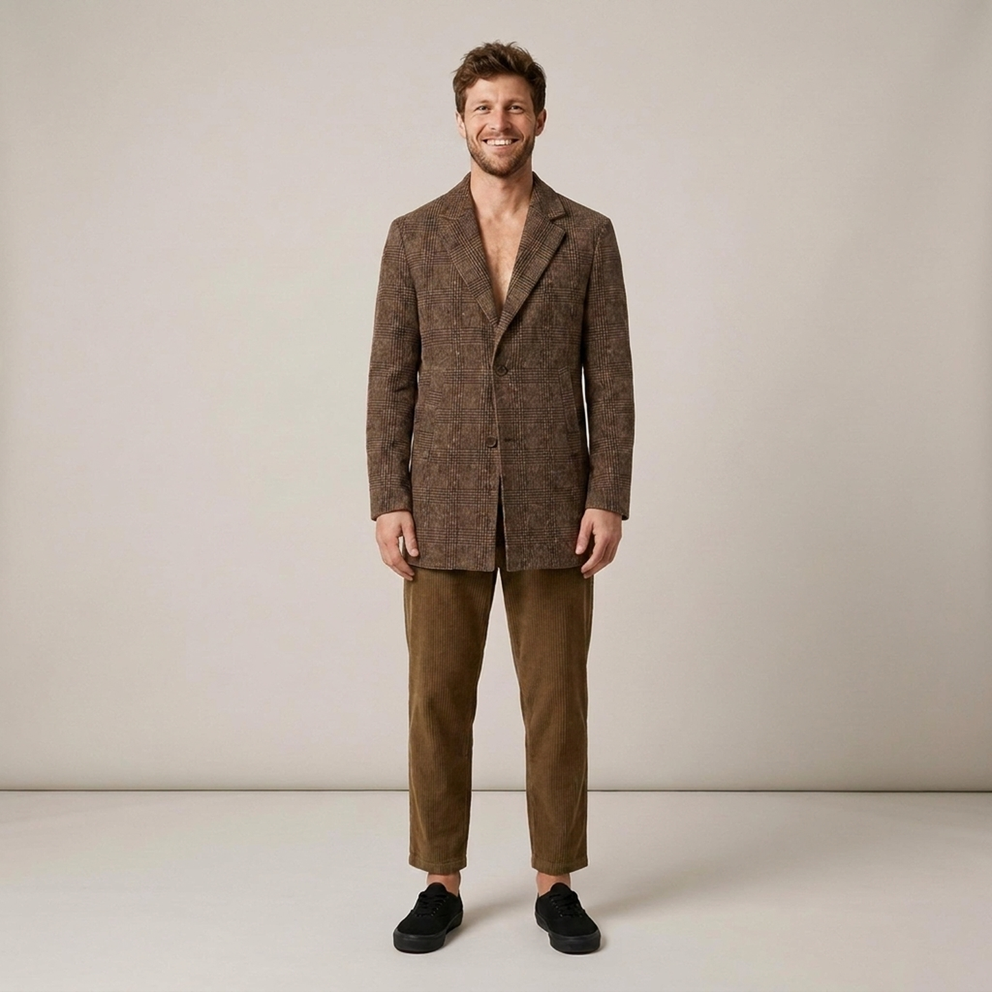 PLUXSTYLE::numise::mens-tailored-check-parka::front