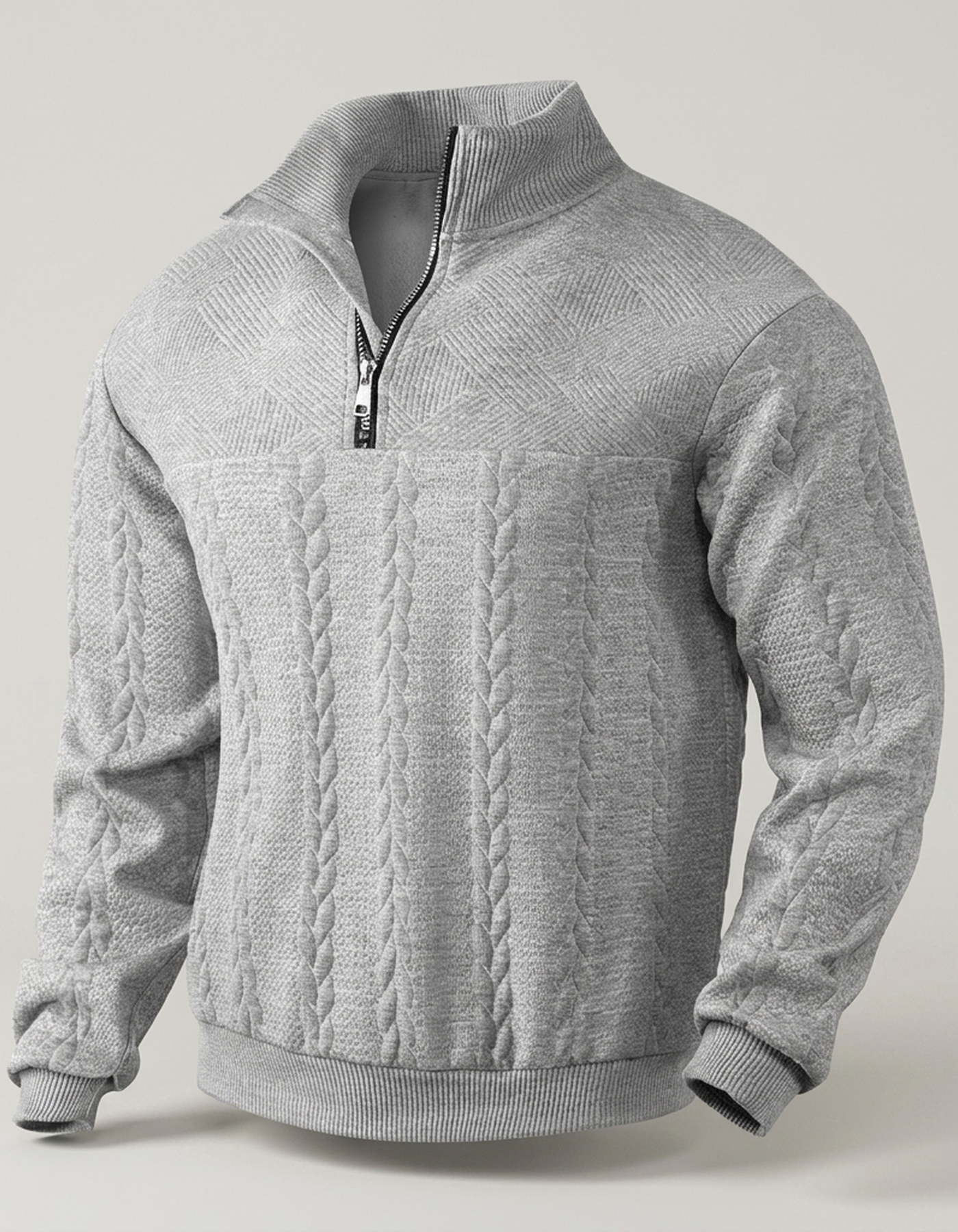 PLUXSTYLE::numise::arthur-half-zip-sweater::pack-light-gray