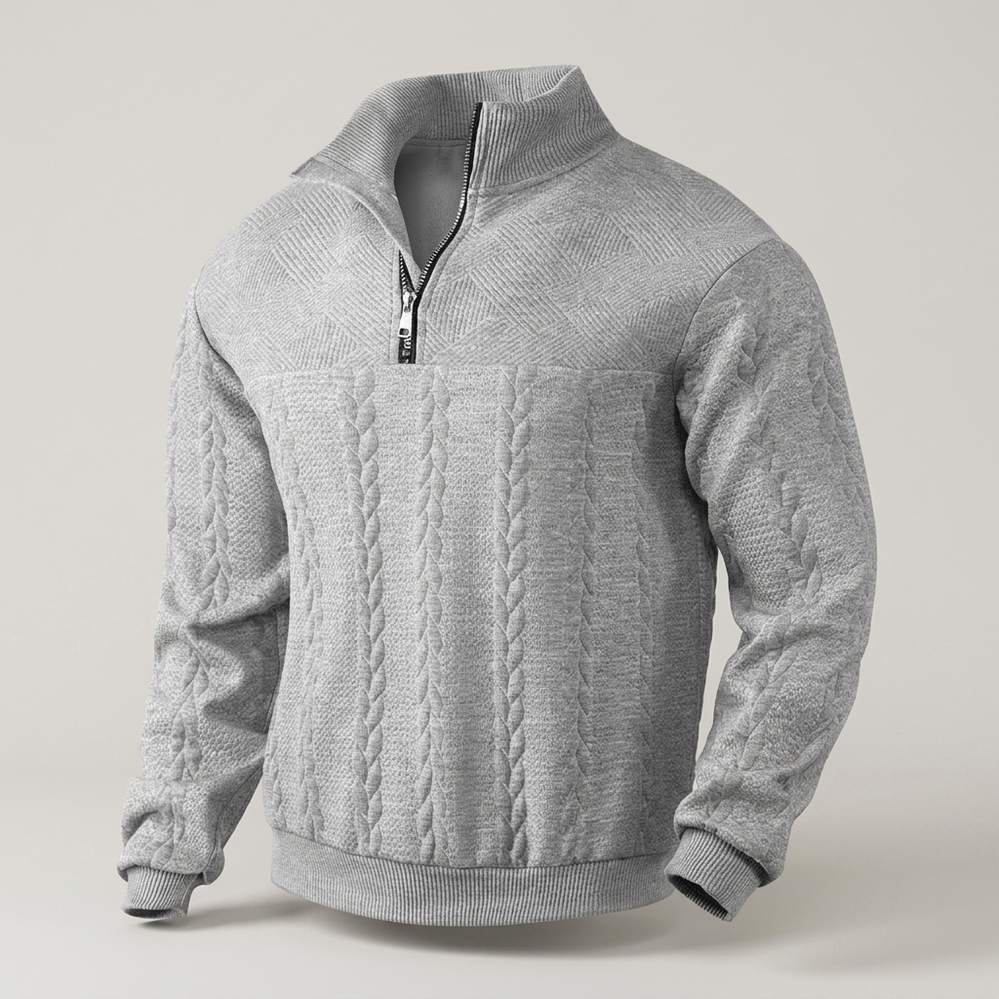 PLUXSTYLE::numise::arthur-half-zip-sweater::pack-light-gray