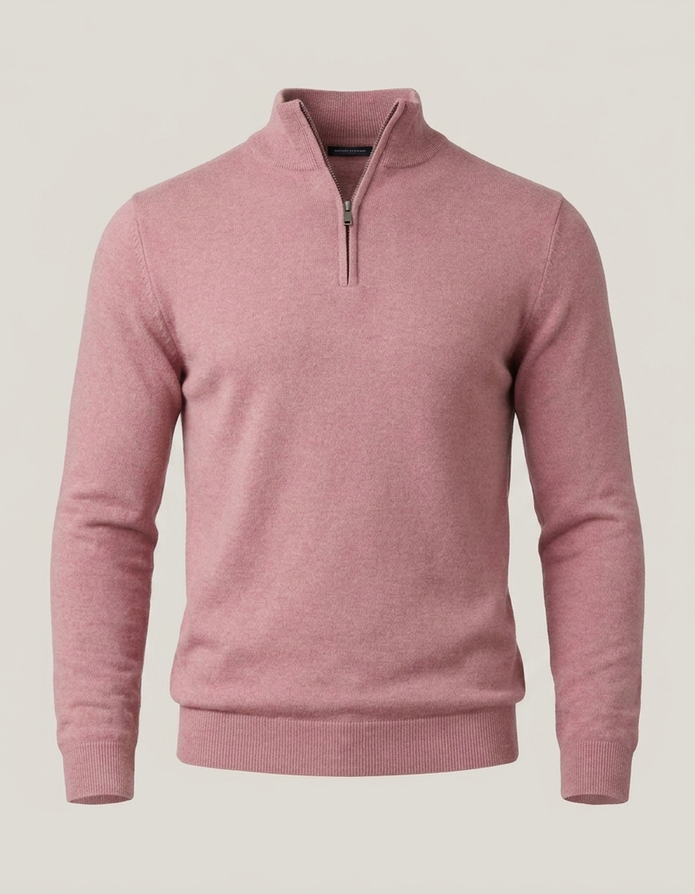 PLUXSTYLE::numise::mens-high-neck-half-zip-sweater::pack-pink