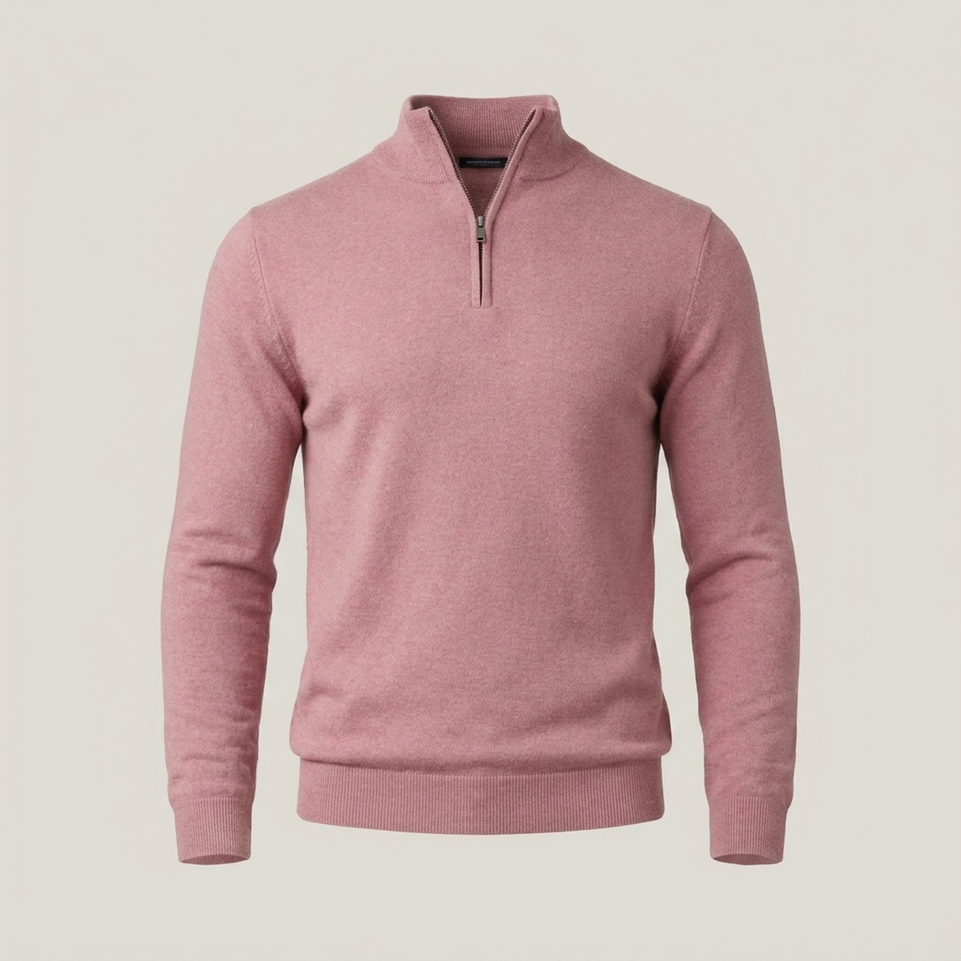 PLUXSTYLE::numise::mens-high-neck-half-zip-sweater::pack-pink