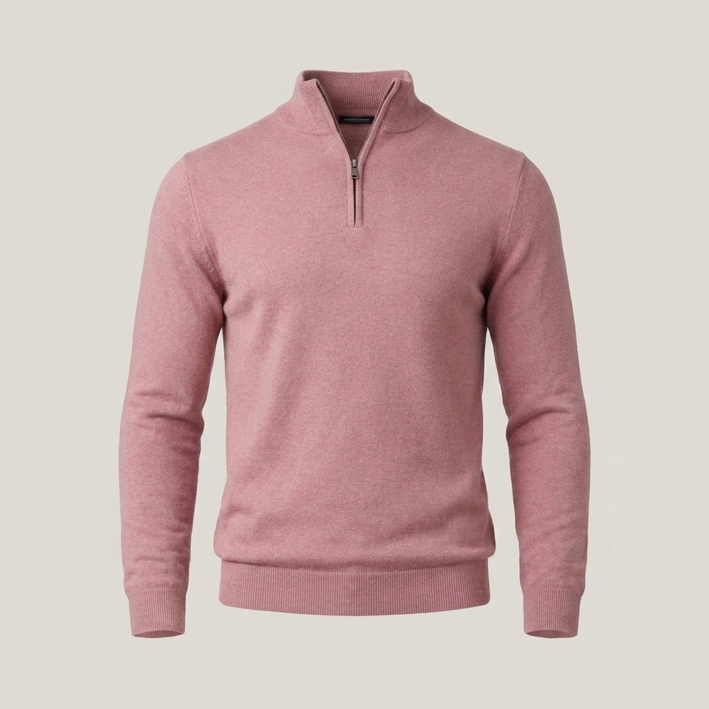 PLUXSTYLE::numise::mens-high-neck-half-zip-sweater::pack-pink