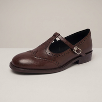 PLUXSTYLE::numise::open-brogue-mary-jane-shoes::pack-brown