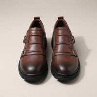 PLUXSTYLE::numise::mens-dual-buckle-lug-sole-footwear::pack-brown