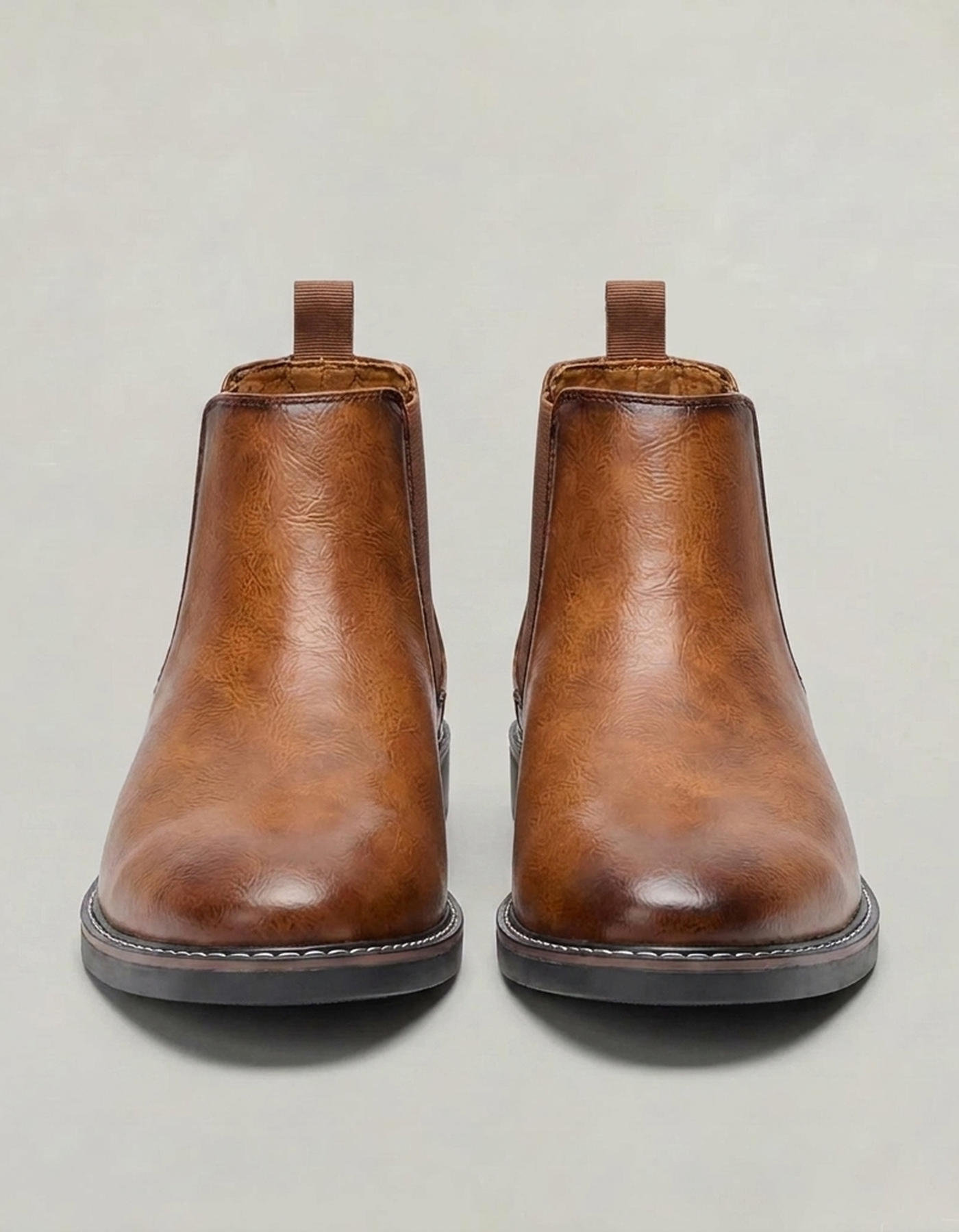 PLUXSTYLE::numise::saddle-brown-chelsea-boots::pack-black