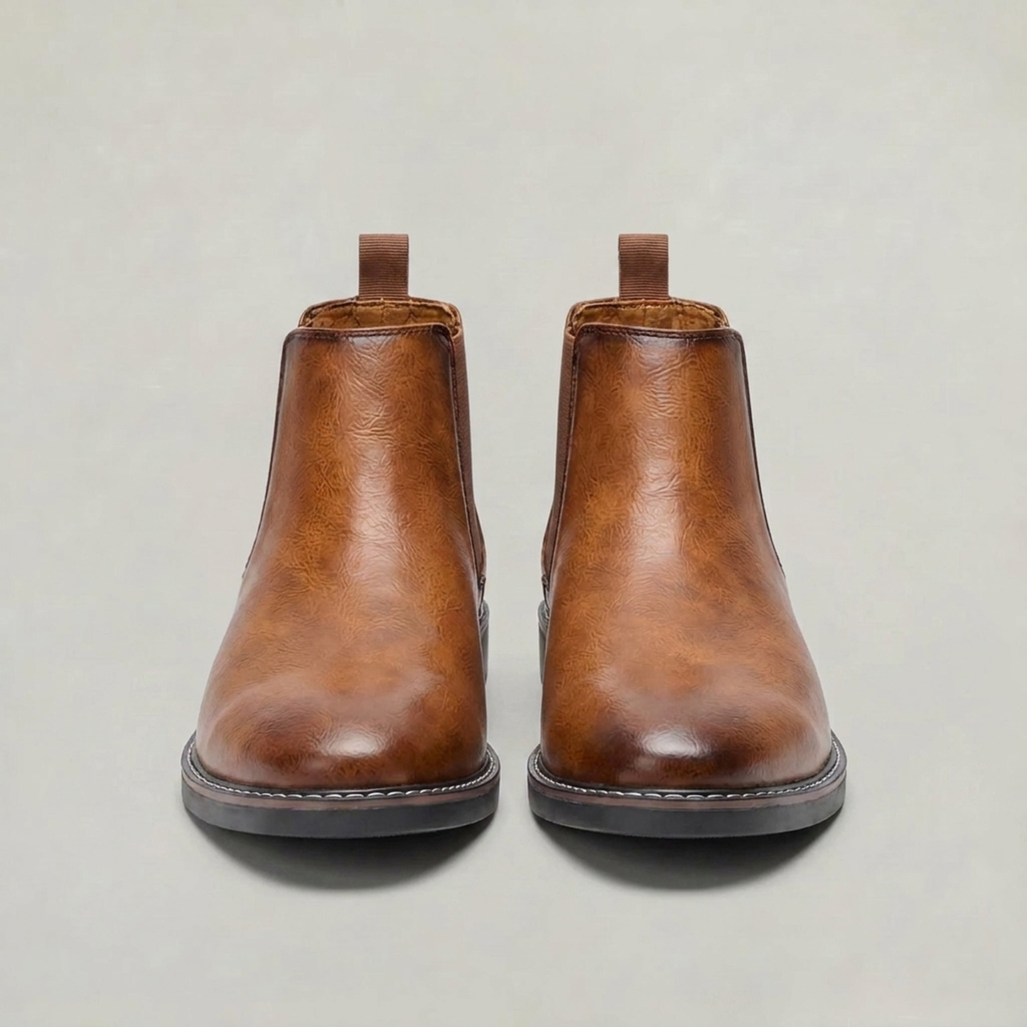 PLUXSTYLE::numise::saddle-brown-chelsea-boots::pack-black