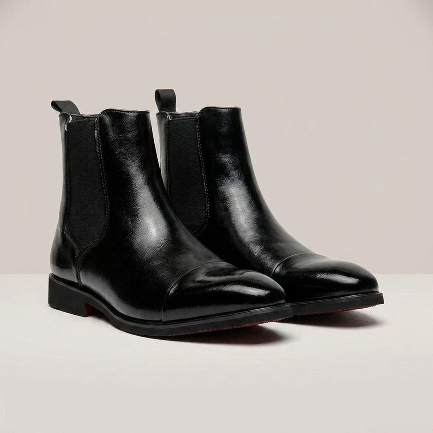 PLUXSTYLE::numise::mens-cap-toe-chelsea-boots::closeup-detail