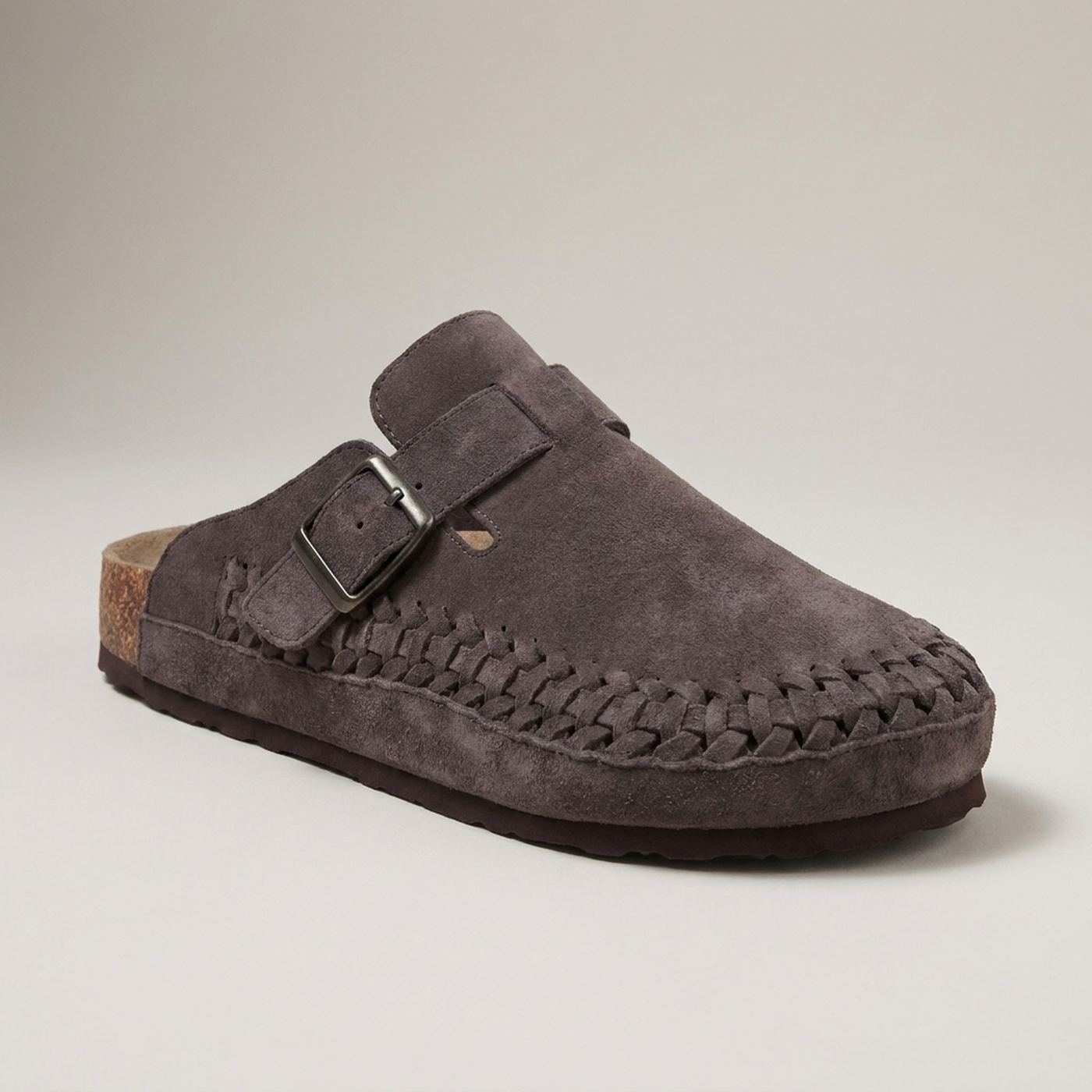 PLUXSTYLE::numise::aurelio-dark-brown-clogs::closeup-hero