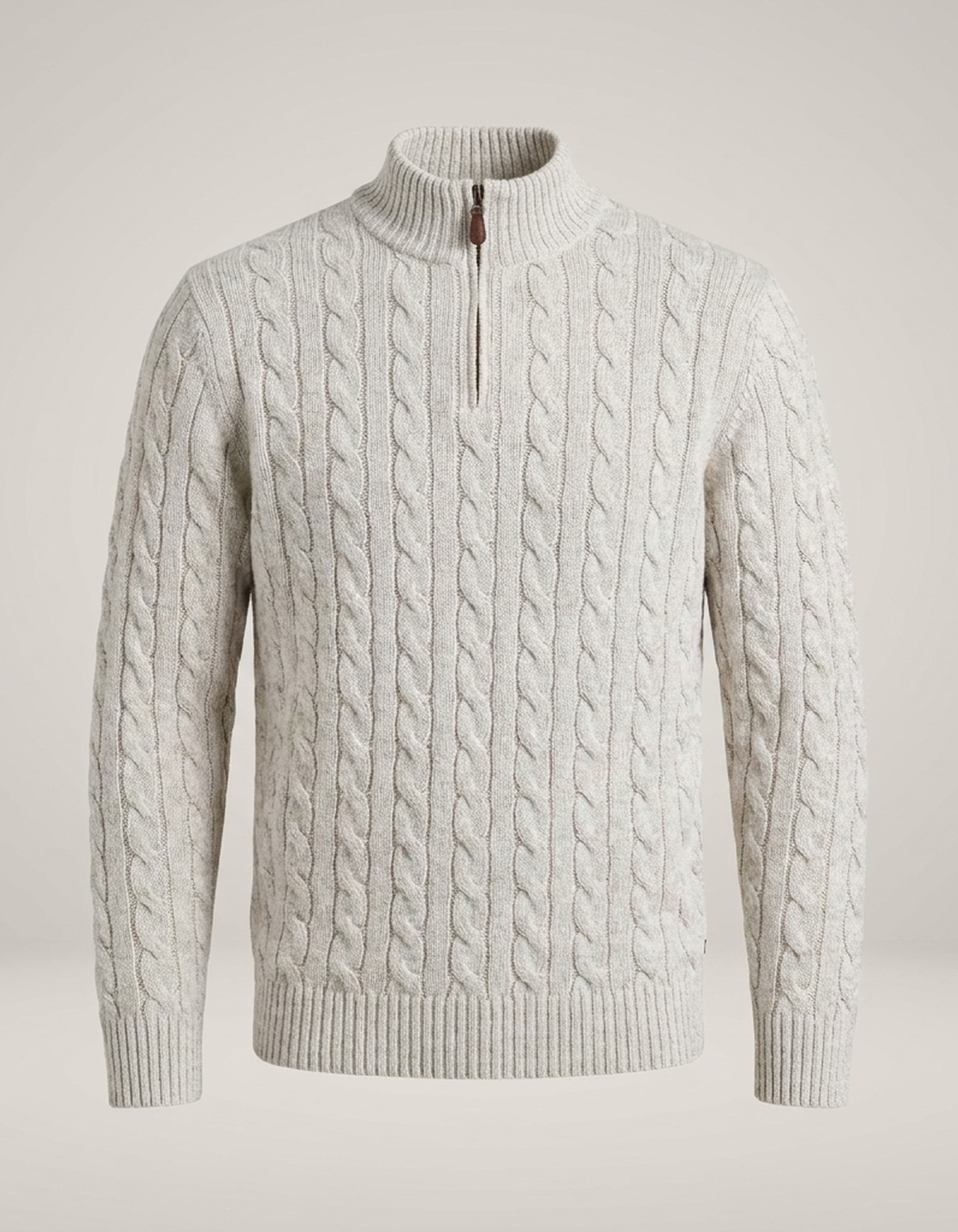 PLUXSTYLE::numise::mens-cable-textured-half-zip-sweater::pack-cream
