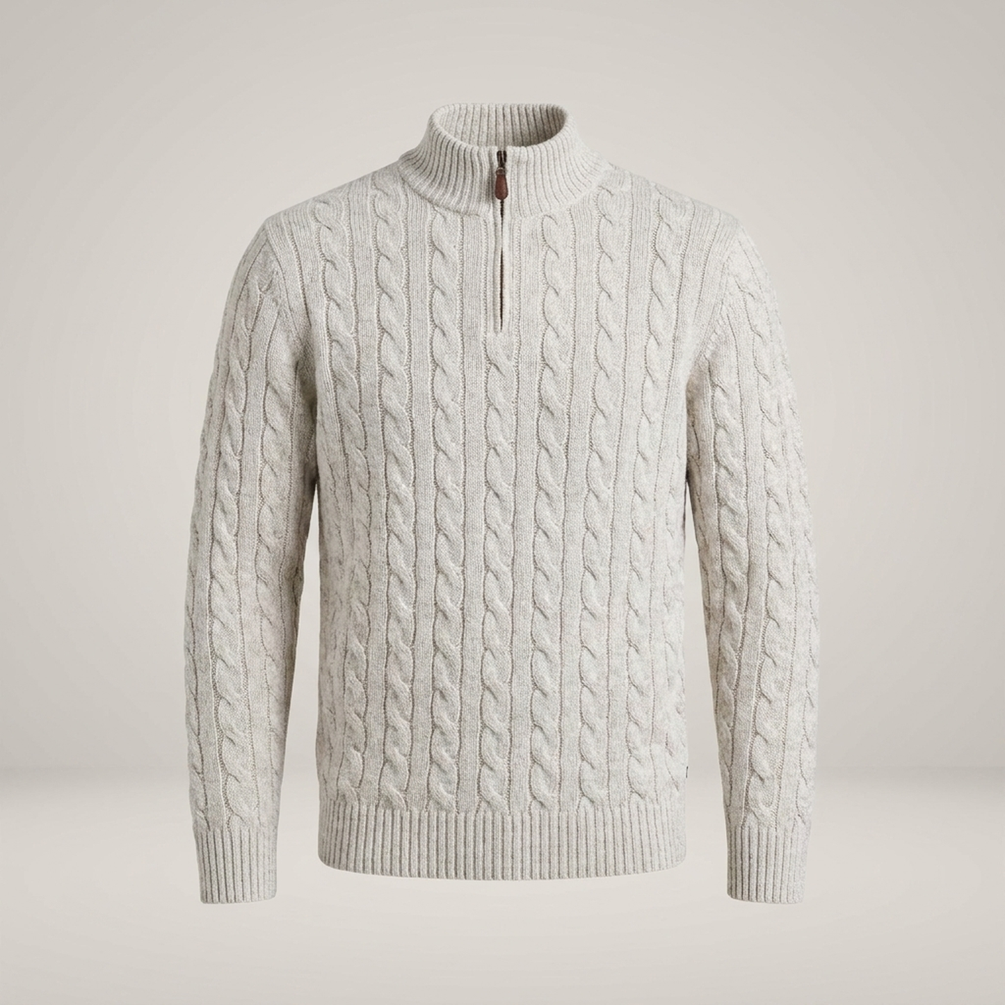PLUXSTYLE::numise::mens-cable-textured-half-zip-sweater::pack-cream