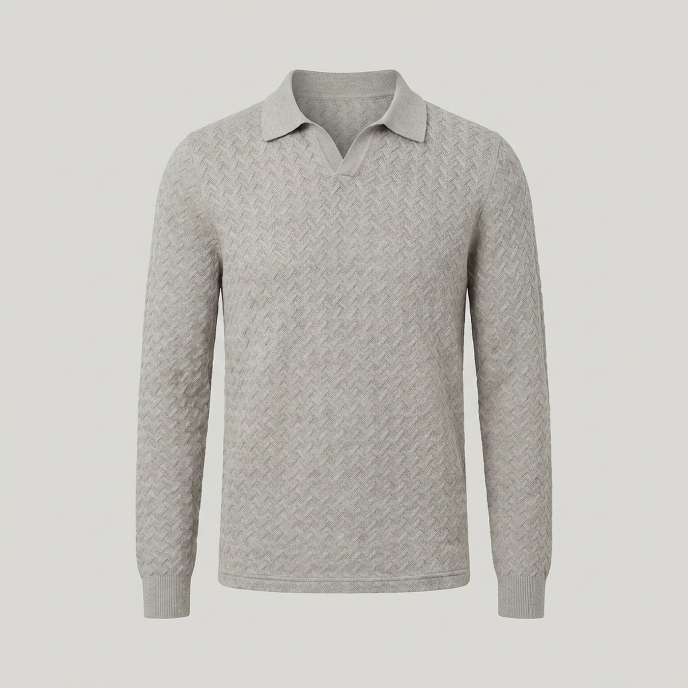 PLUXSTYLE::numise::mens-long-sleeve-polo-sweater::pack-light-khaki