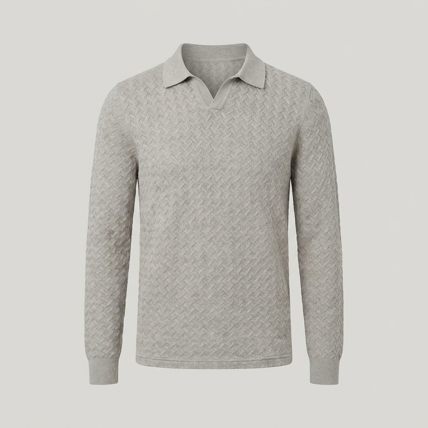PLUXSTYLE::numise::mens-long-sleeve-polo-sweater::pack-light-khaki