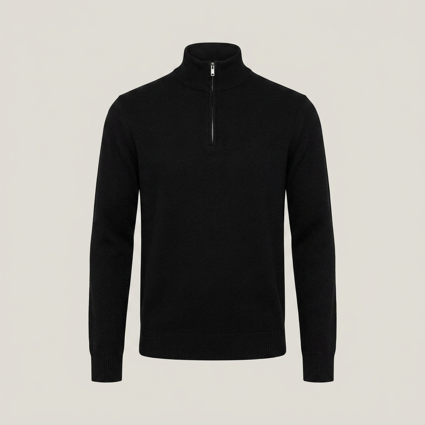 PLUXSTYLE::numise::mens-high-neck-half-zip-sweater::pack-black
