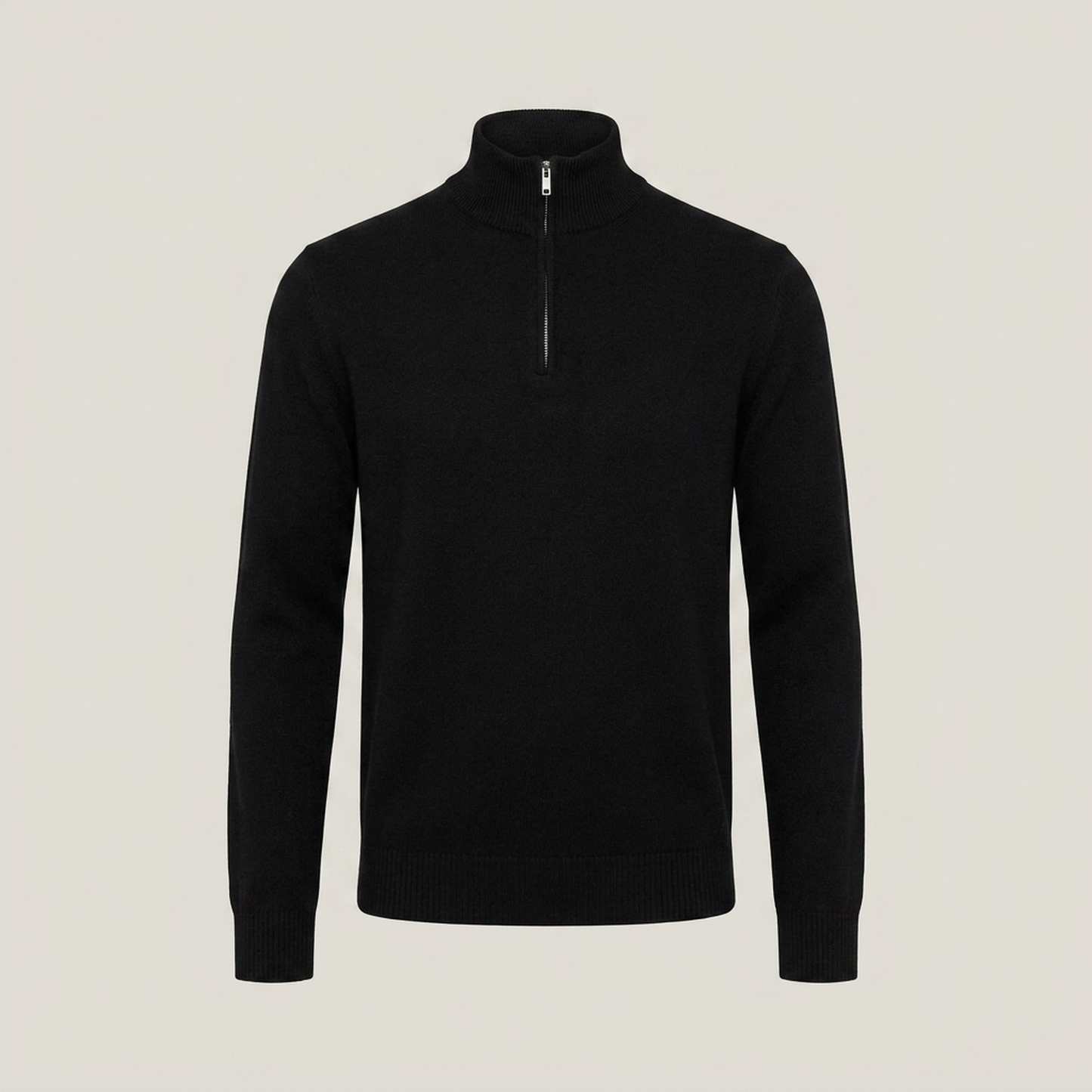 PLUXSTYLE::numise::mens-high-neck-half-zip-sweater::pack-black