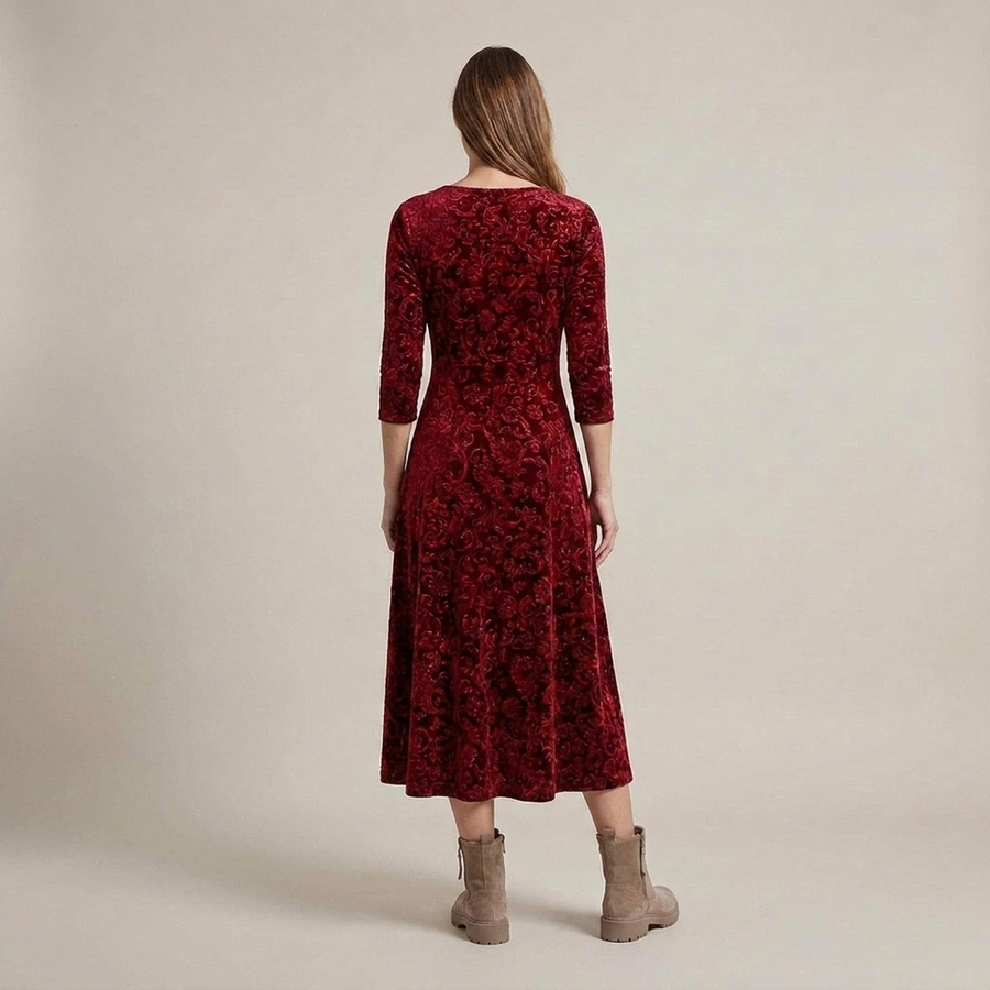 PLUXSTYLE::numise::alora-vintage-inspired-midi-dress::back