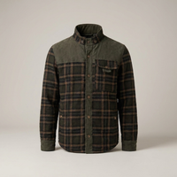 PLUXSTYLE::numise::mens-regular-fit-plaid-shacket::pack-dark-green