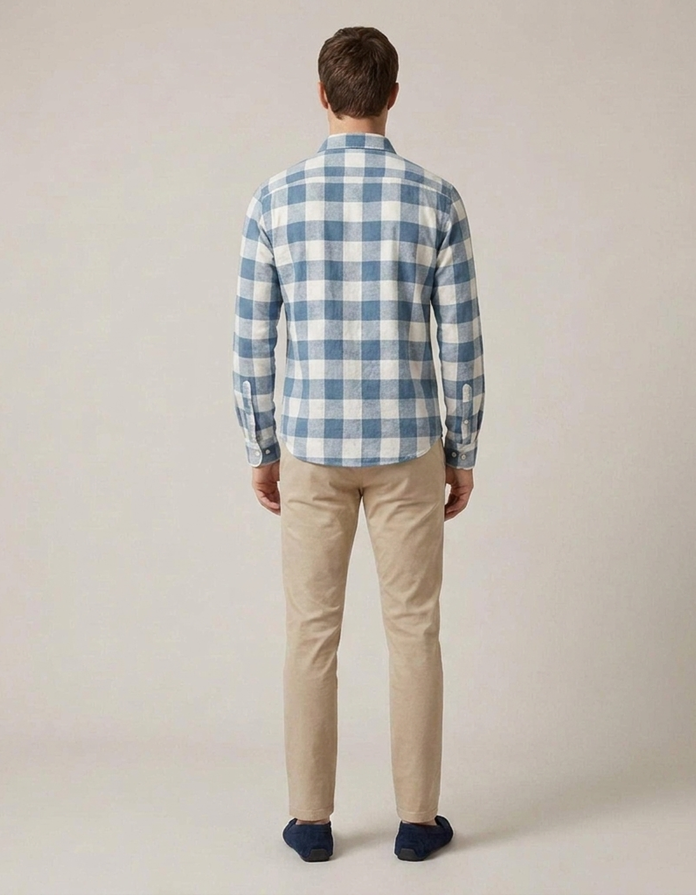 PLUXSTYLE::numise::mens-slim-fit-plaid-shirt::back