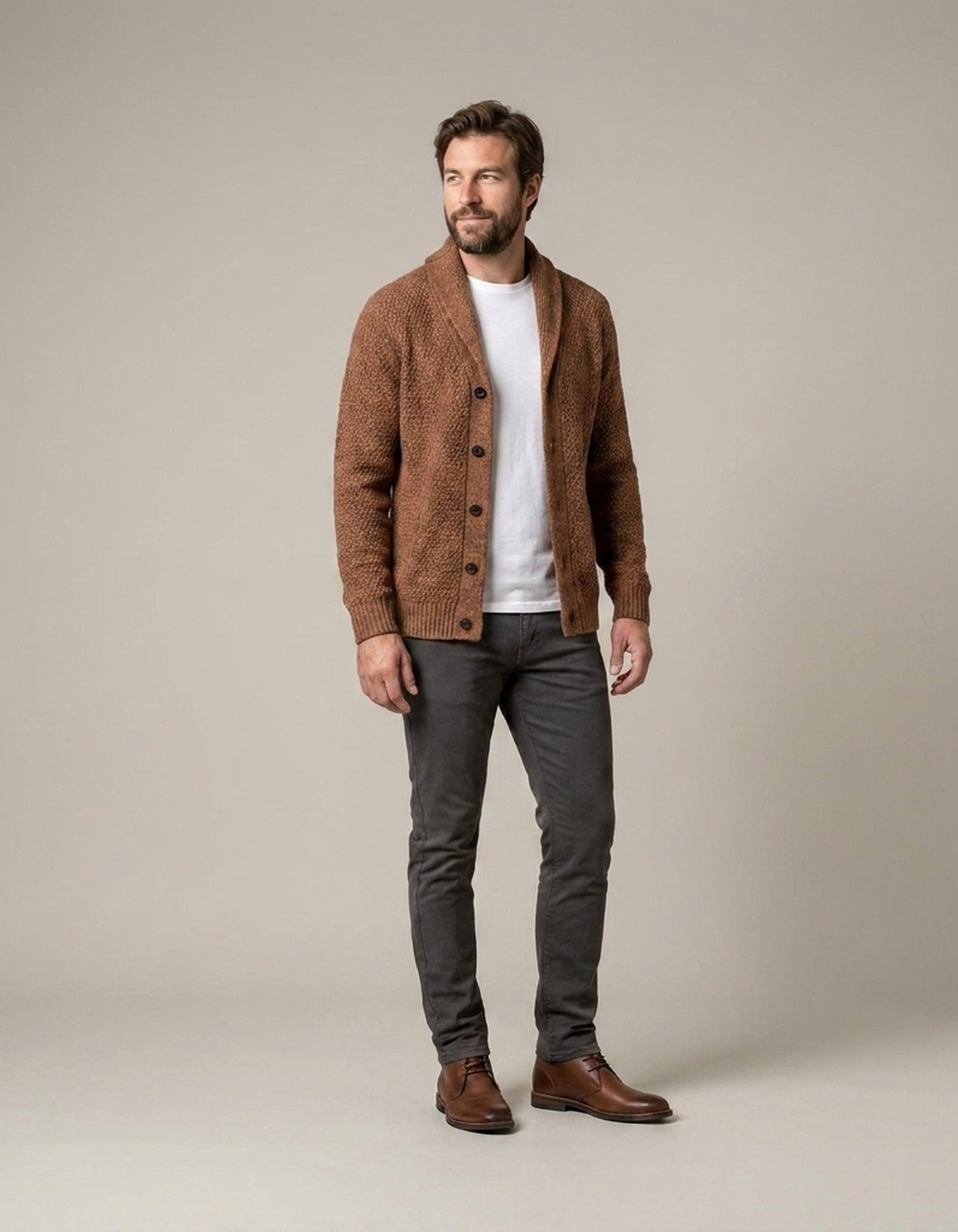 PLUXSTYLE::numise::mens-button-front-cardigan::front