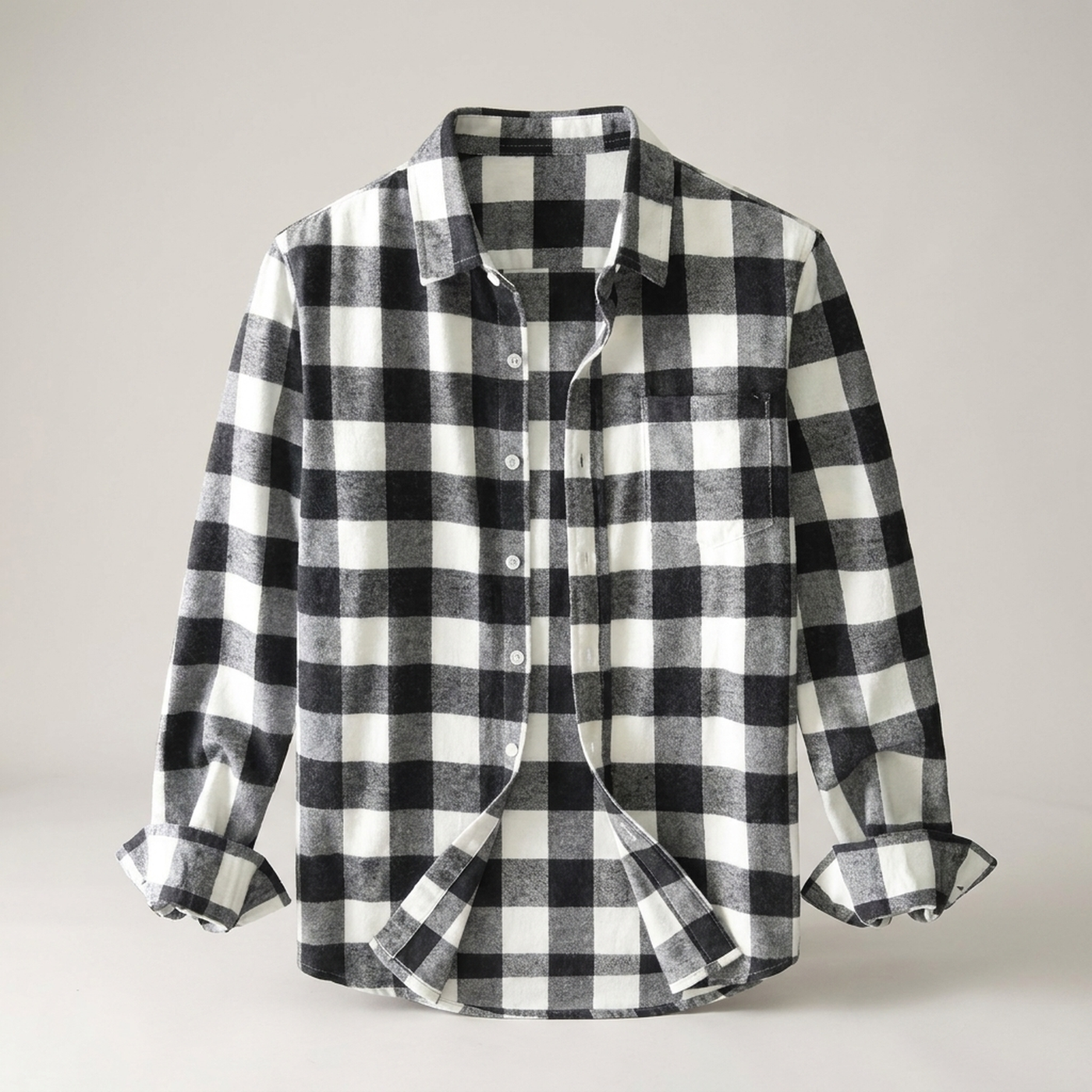 PLUXSTYLE::numise::mens-slim-fit-plaid-shirt::pack-black
