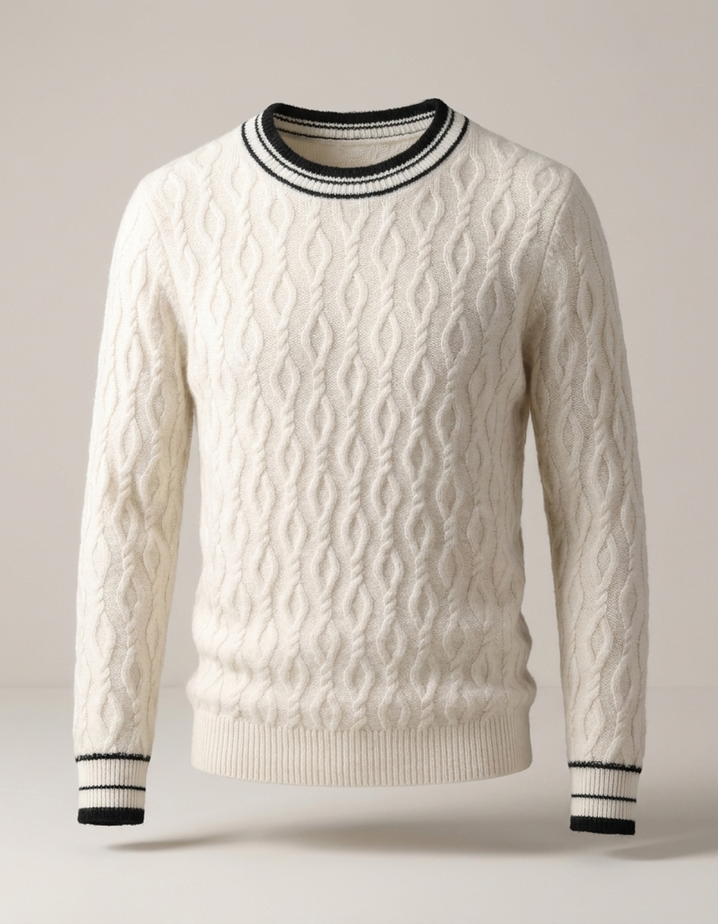PLUXSTYLE::numise::mens-contrast-trim-cable-jumper::pack-white