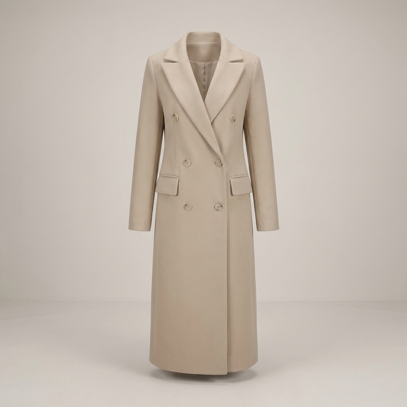 PLUXSTYLE::numise::double-breasted-tailored-parka::pack-beige