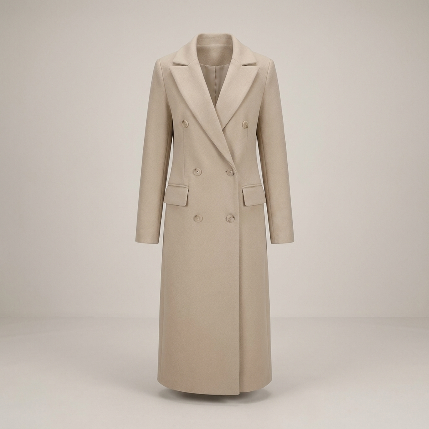 PLUXSTYLE::numise::double-breasted-tailored-parka::pack-beige
