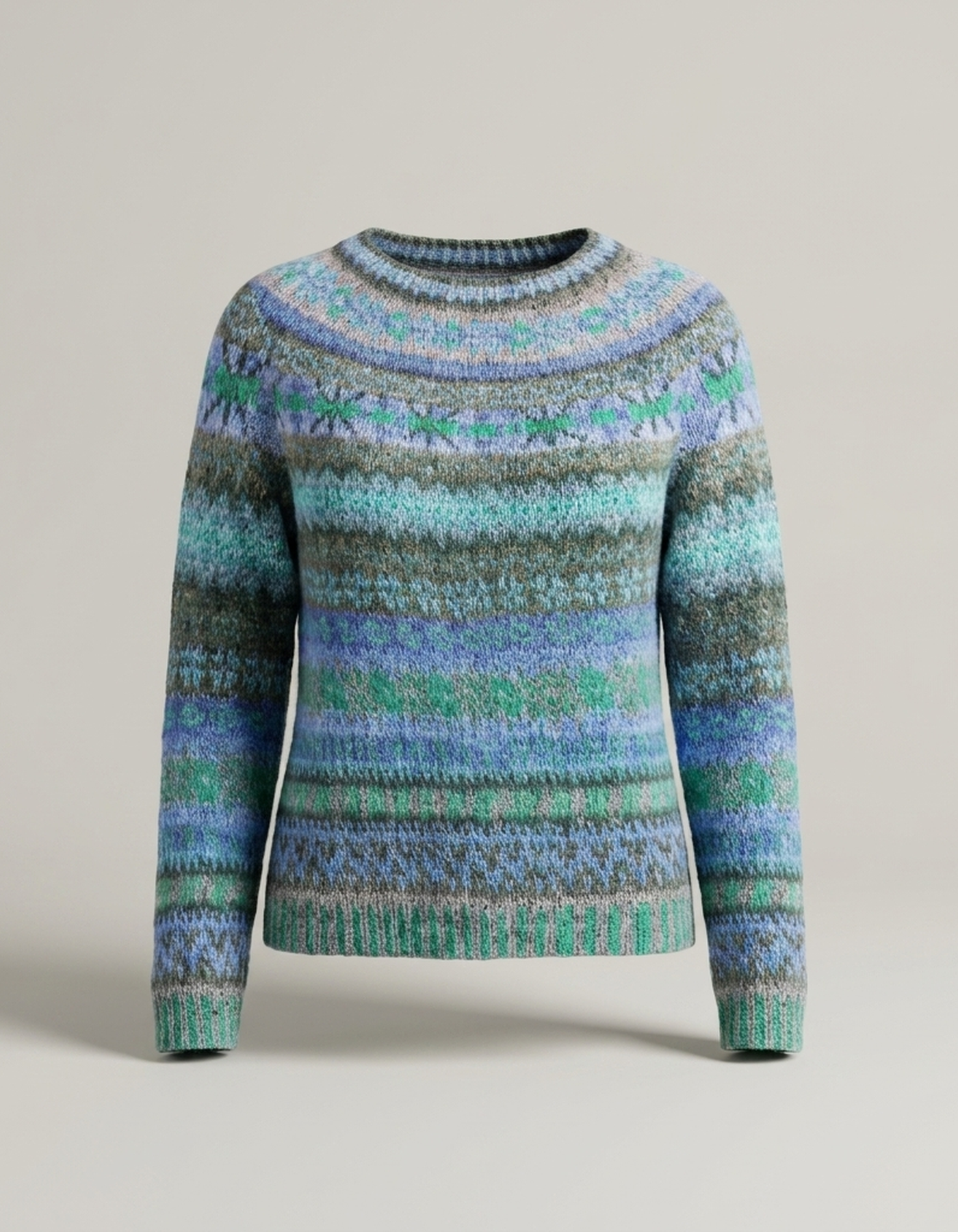 PLUXSTYLE::numise::relaxed-fair-isle-pullover-sweater::pack-blue