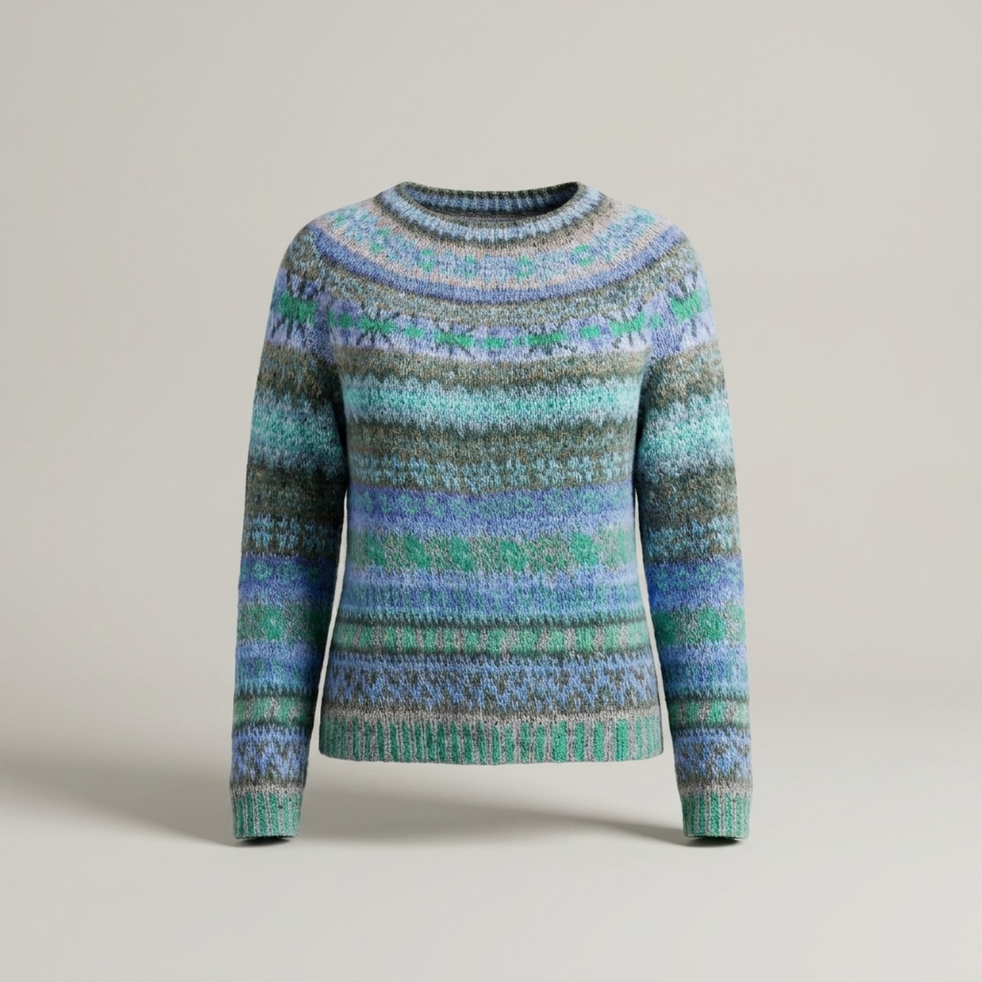 PLUXSTYLE::numise::relaxed-fair-isle-pullover-sweater::pack-blue