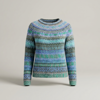 PLUXSTYLE::numise::relaxed-fair-isle-pullover-sweater::pack-blue
