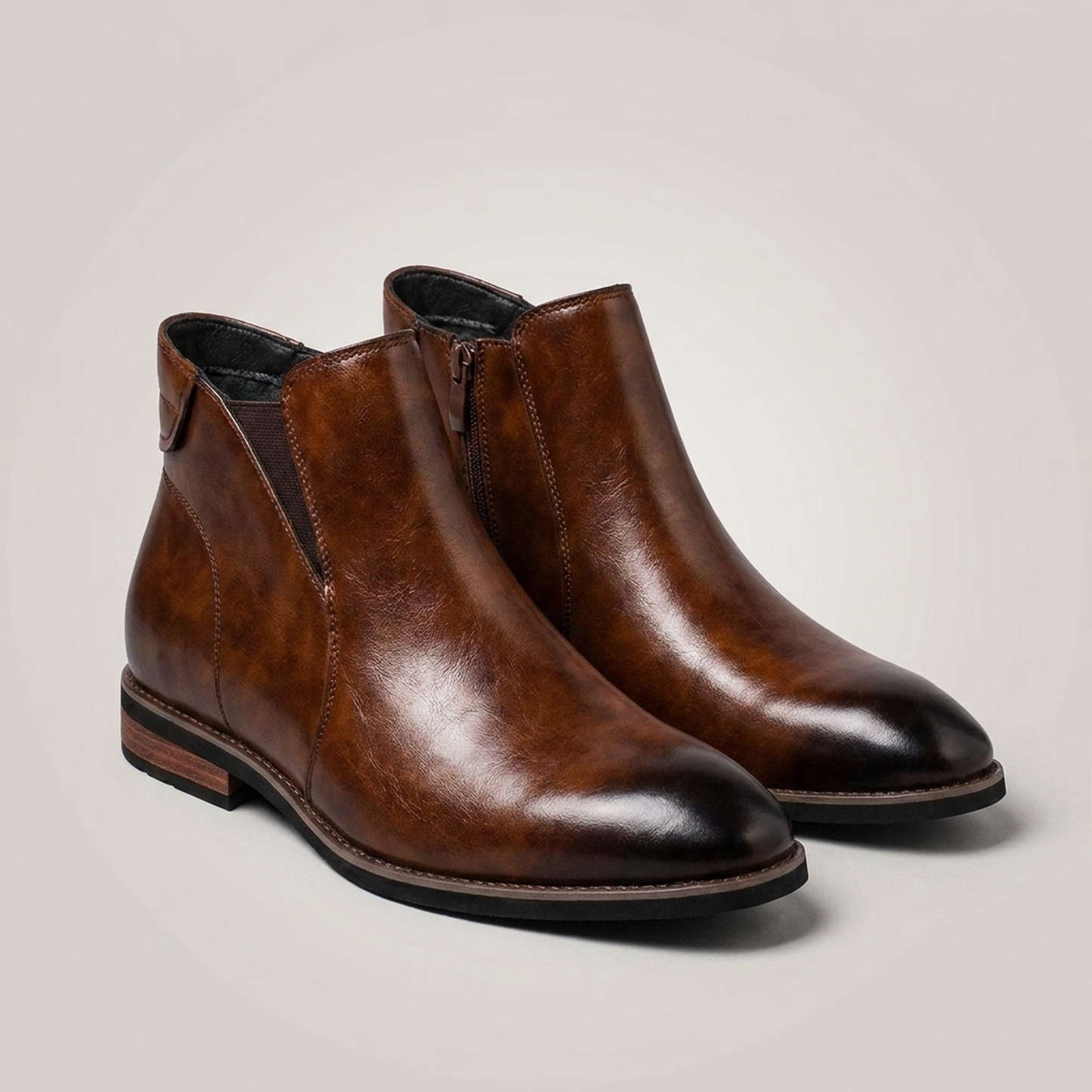 PLUXSTYLE::numise::mens-pointed-toe-chelsea-boots-1::closeup-detail