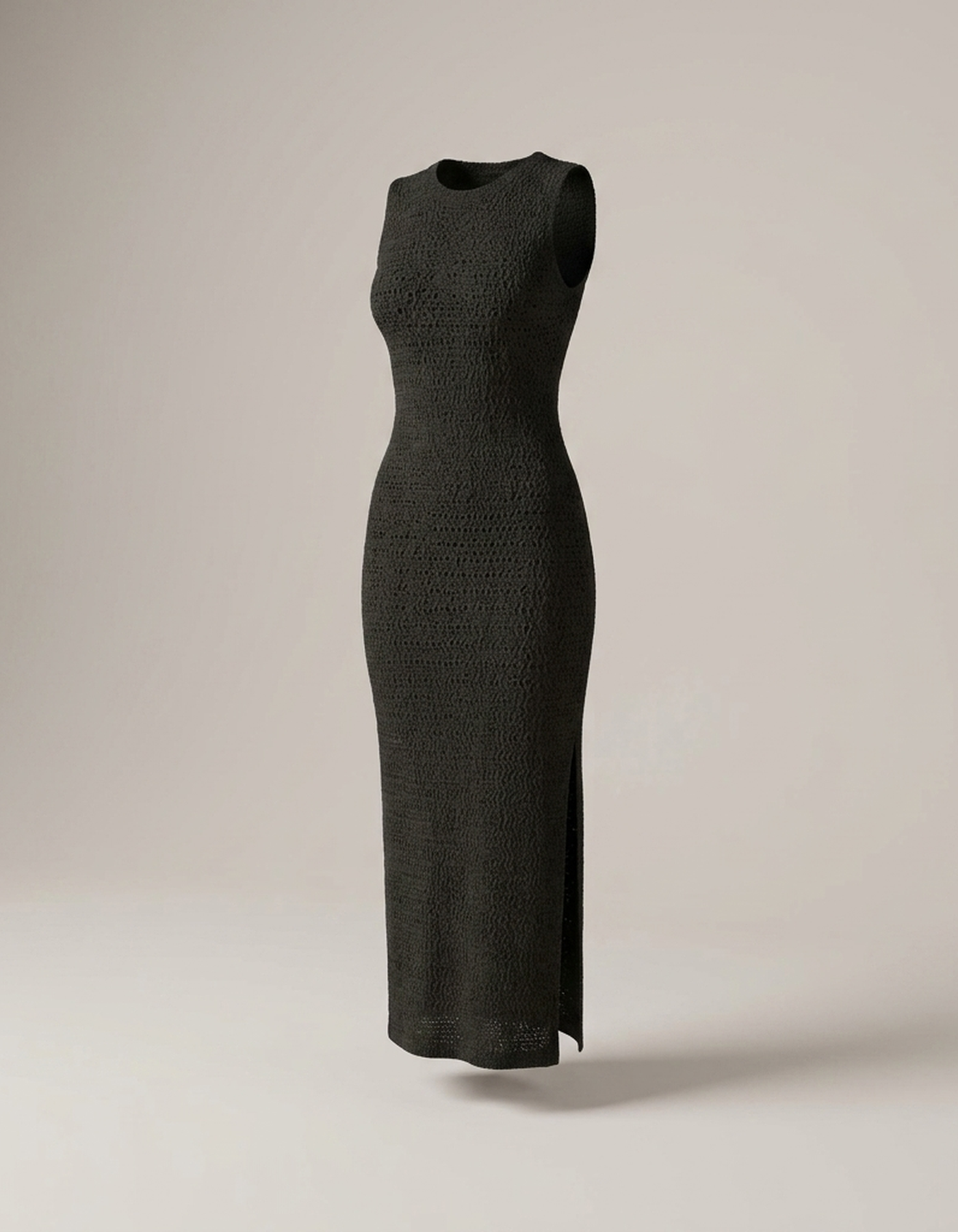 PLUXSTYLE::numise::sleeveless-bodycon-midi-dress::pack-black