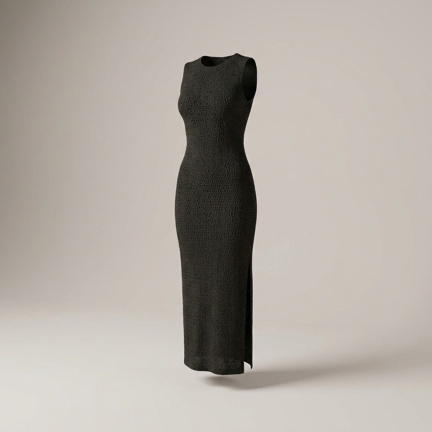 PLUXSTYLE::numise::sleeveless-bodycon-midi-dress::pack-black