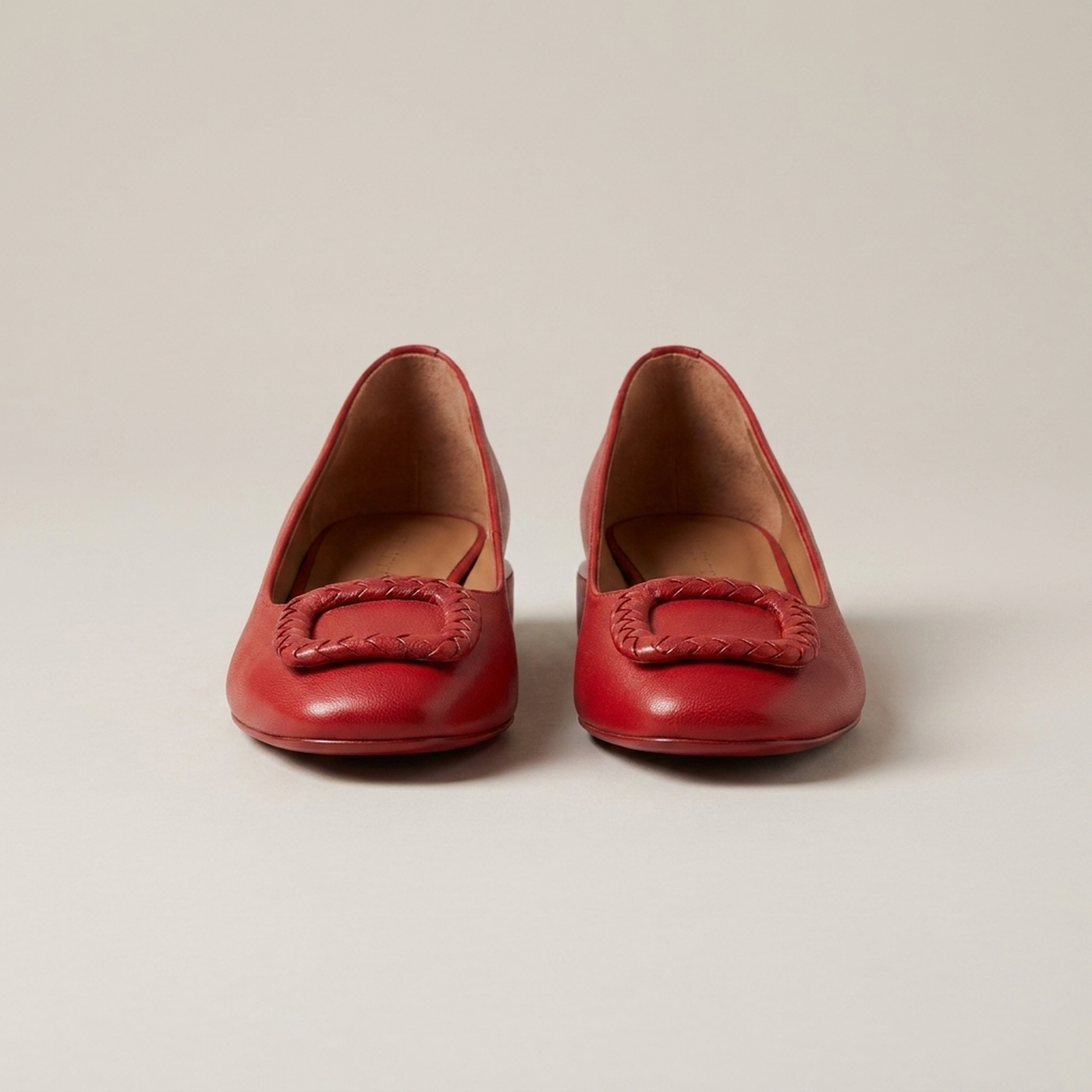 PLUXSTYLE::numise::womens-flat-sole-ballerina-footwear::pack-red