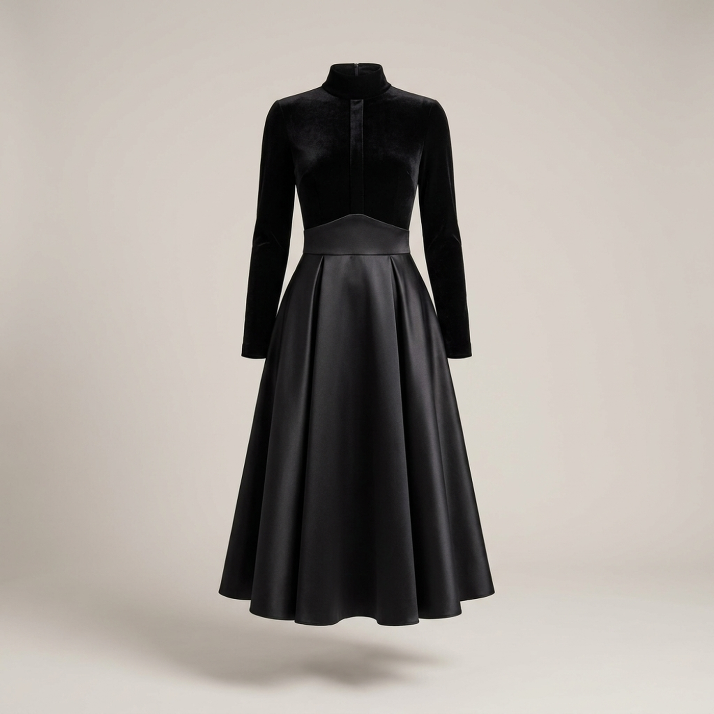 PLUXSTYLE::numise::ava-black-fit-and-flare-midi-dress::pack-black