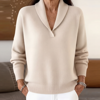 Pull femme à coupe décontractée et col en V