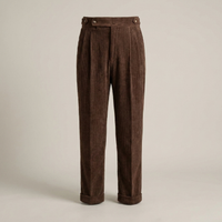 PLUXSTYLE::numise::mens-high-rise-pleated-pants::pack-coffee-brown