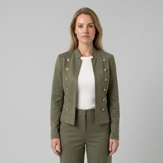 Cropped Blazer with -Tone Buttons