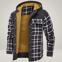 PLUXSTYLE::numise::mens-plaid-hooded-parka::pack-black