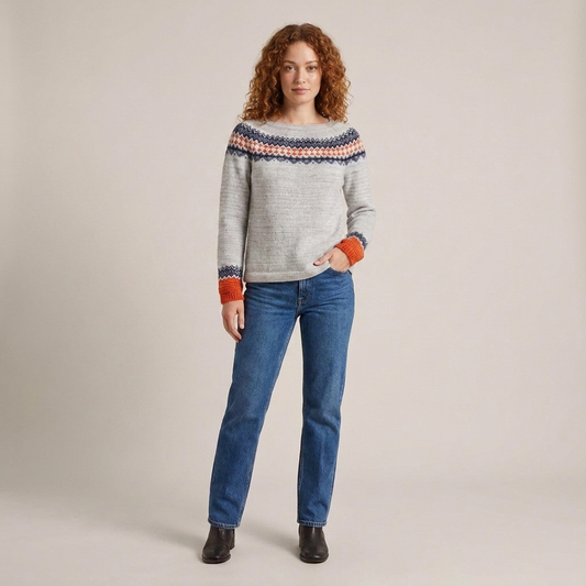 PLUXSTYLE::numise::fair-isle-crewneck-sweater::front