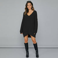 Oversized V-Neck Sweater Dress