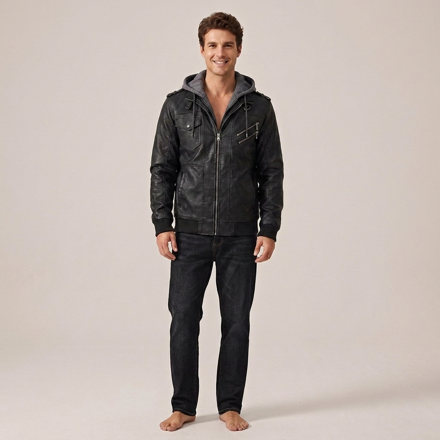 PLUXSTYLE::numise::mens-detachable-hood-parka::front