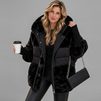 Übergroße Winterjacke mit Kapuze für Damen
