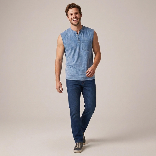 PLUXSTYLE::numise::mens-relaxed-henley-tank-top::front
