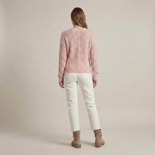 PLUXSTYLE::numise::aki-scalloped-neck-sheer-cardigan::back